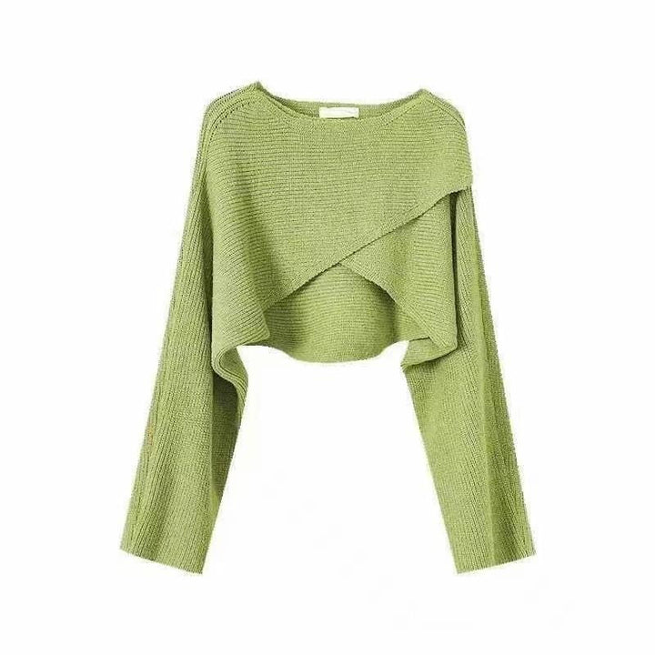 Damen lässiger Cropped-Pullover mit asymmetrischem Schnitt und strukturierter Oberfläche Drune