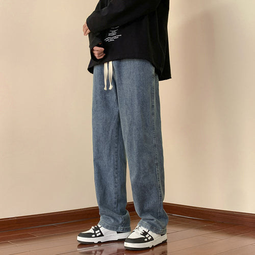 Herren lässige Denim-Hose mit bequemem Schnitt und elastischem Bund Drune