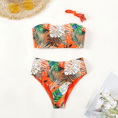Damen Bandeau-Bikini mit hochgeschnittenem Unterteil Drune