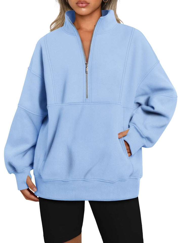 Damen Sportlicher Hoodie mit hohem Kragen und Reißverschluss Drune