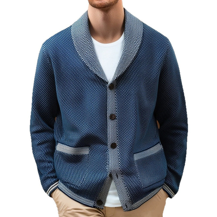 Herren Strickjacke mit eleganten Knopfdetails und breitem Schalkragen Drune