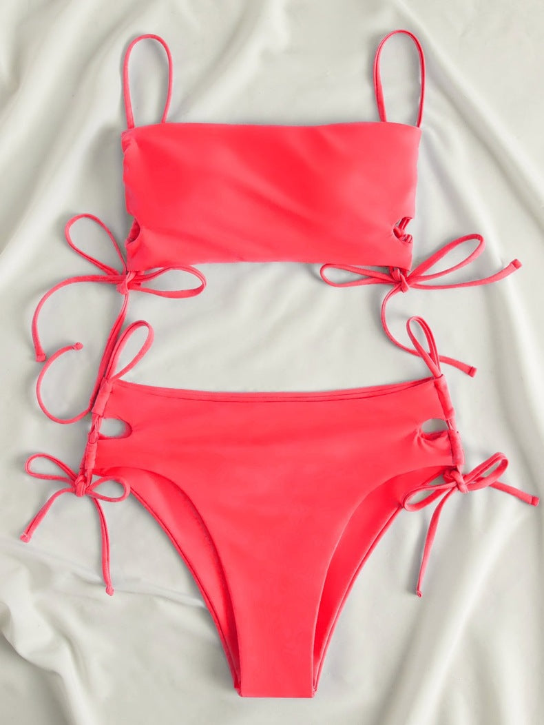 Damen Crop-Top Bikini-Oberteil mit verstellbaren Bindebändern Drune