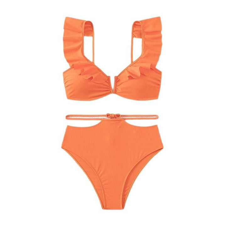 Damen Hoch taillierter Bikini mit voluminösen Rüschen Drune
