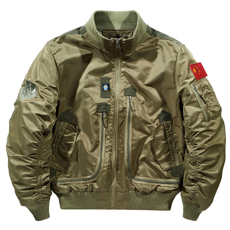 Herren nan urbane Bomberjacke im Fliegerstil mit mehreren Reißverschluss- und Kletttaschen Drune
