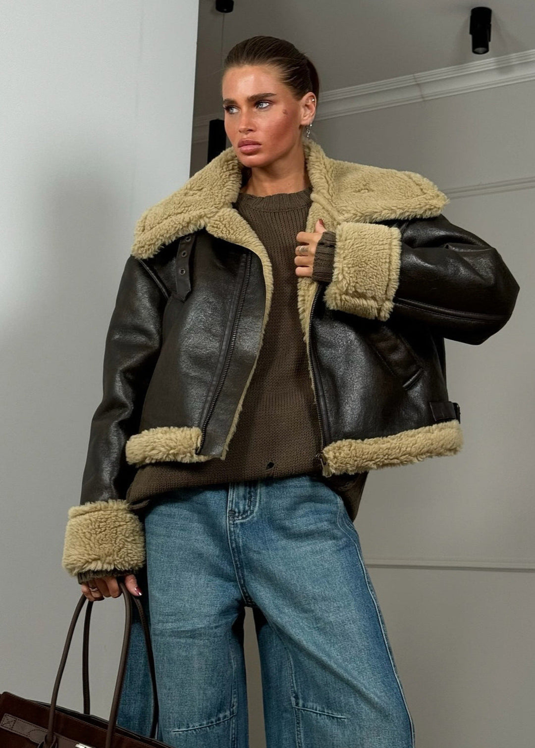 Drune | Gefütterte Leder Pilotenjacke