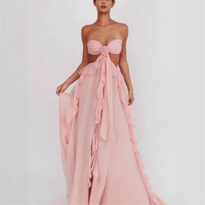 Damen Maxi-Kleid mit raffinierten Rüschendetails Drune