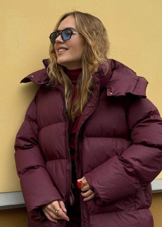 Drune | Burgundy Puffer Jacket - Luxe Winter Komfort