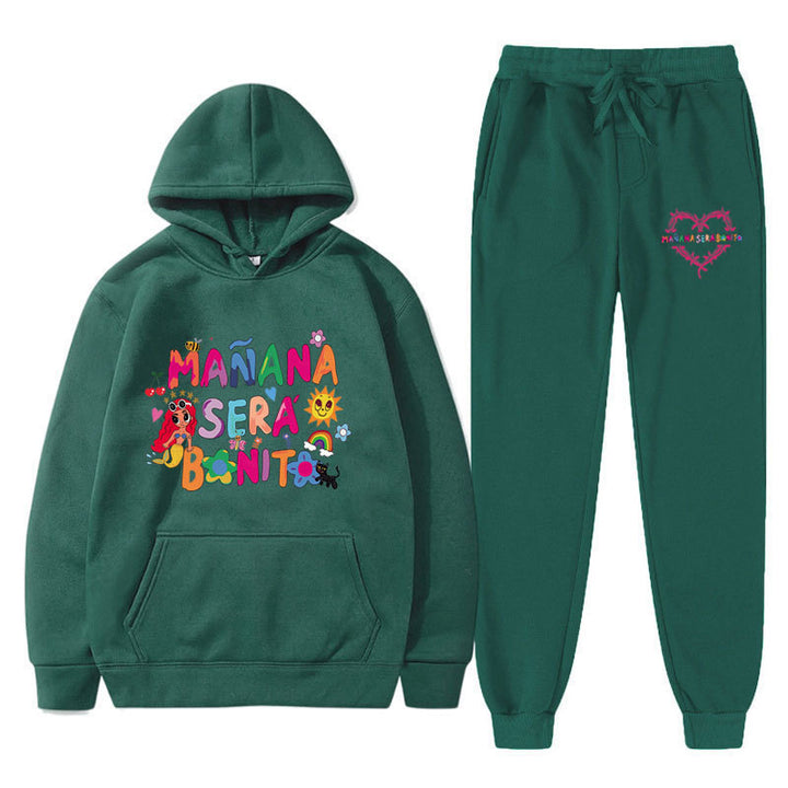 Damen Sweatshirt- und Jogginghose-Set mit buntem Aufdruck Drune