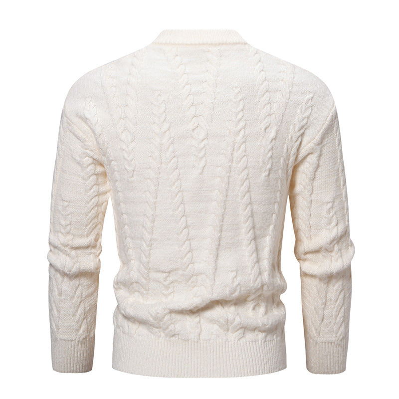 Herren Strickpullover mit klassischem Zopfdesign und hohem Kragen Drune