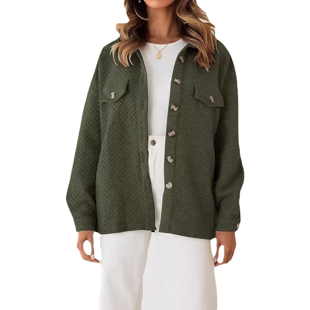 Damen lässige Steppjacke mit praktischen Taschen und modischen Knöpfen Drune