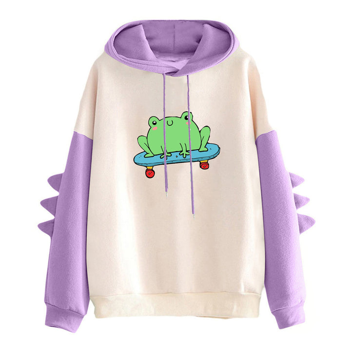 Damen hoodie mit coolem Froschmotiv Drune
