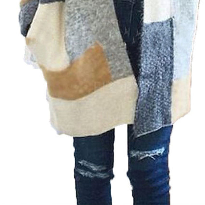 Damen lässiger Strickcardigan mit weichem Material und modernen Farbblöcken Drune