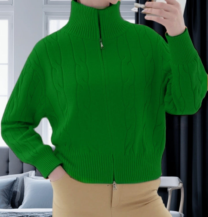 Damen Strickpullover mit hohem Kragen und Reißverschluss Drune