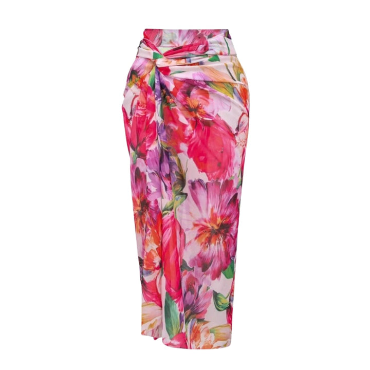 Damen eleganter Badeanzug mit floralem Wickelrock Drune