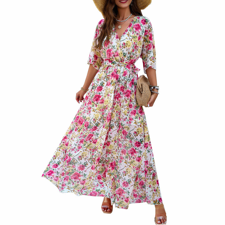 Drune | Elegantes Bedrucktes Taillen-Sammelkleid
