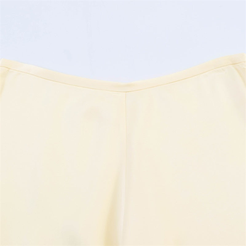Damen elegante Palazzo-Hose mit zartem Spitzenbesatz Drune