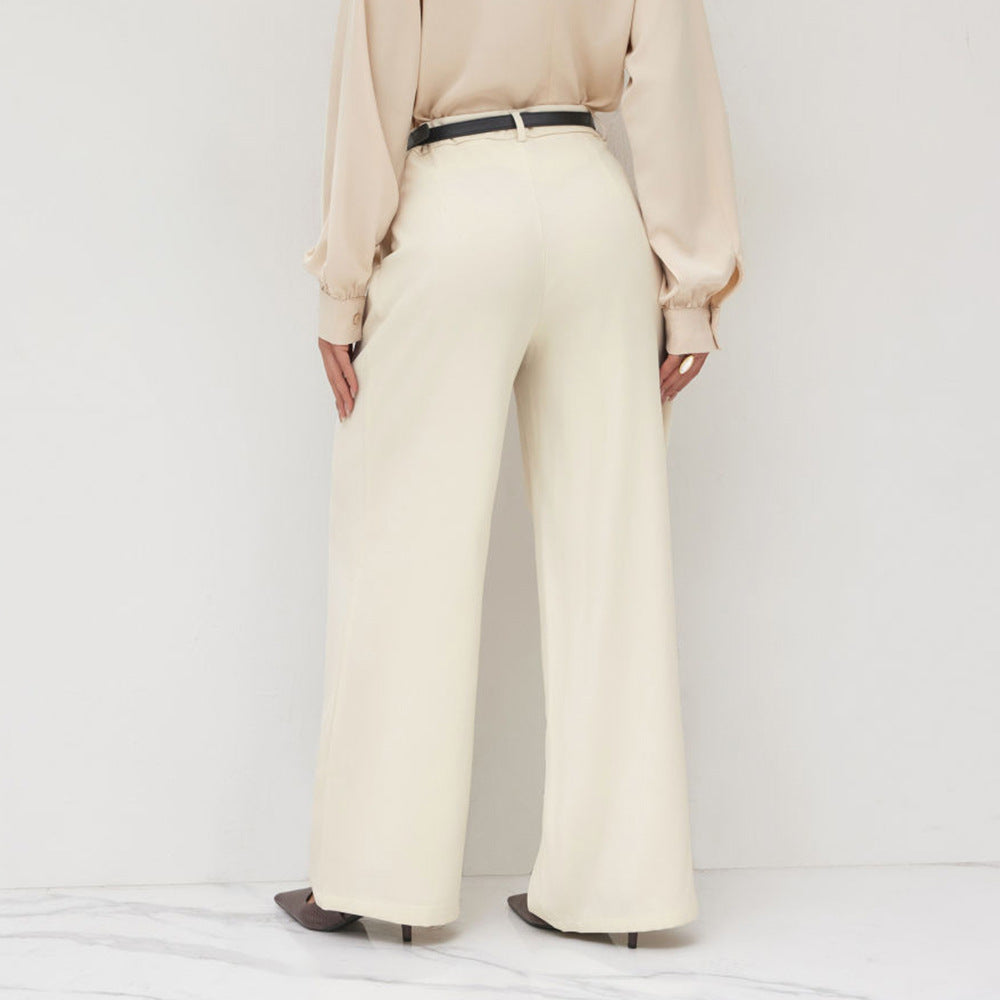 Damen Weit geschnittene Hochbundhose mit Gürtel Drune
