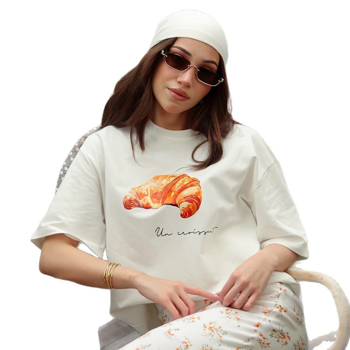 Damen lässiges Grafik T-Shirt mit weitem Schnitt Drune