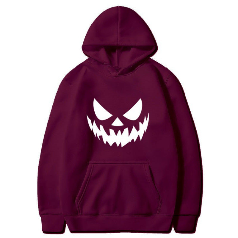 Unisex nan Kapuzenpullover mit gruseligem Kürbisgesicht-Print und Oversize Kängurutasche Drune