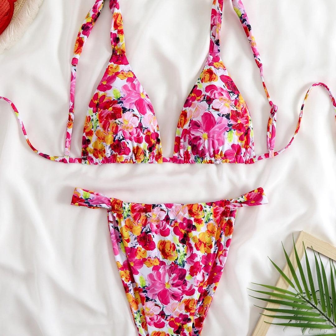Damen Triangel-Bikini-Set mit modischem Tiermuster Drune