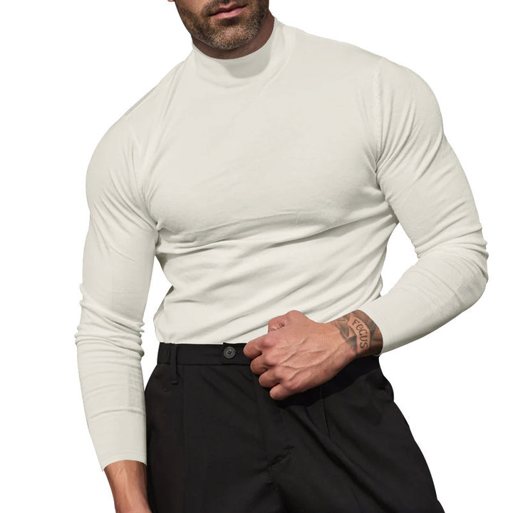 Herren nan körperbetonter Feinstrickpullover mit engem Rundhalsausschnitt Drune