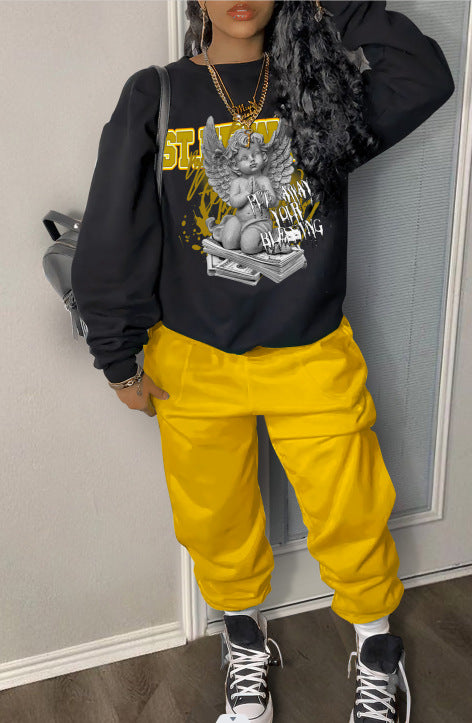Damen Urbaner Sweatshirt und bequeme Jogginghose Set Drune