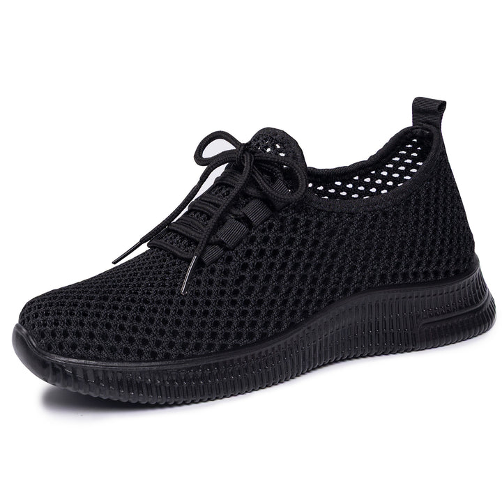 Damen nan atmungsaktiver Mesh-Slip-On Sneaker mit elastischer Schnürung und flexibler Profilsohle Drune