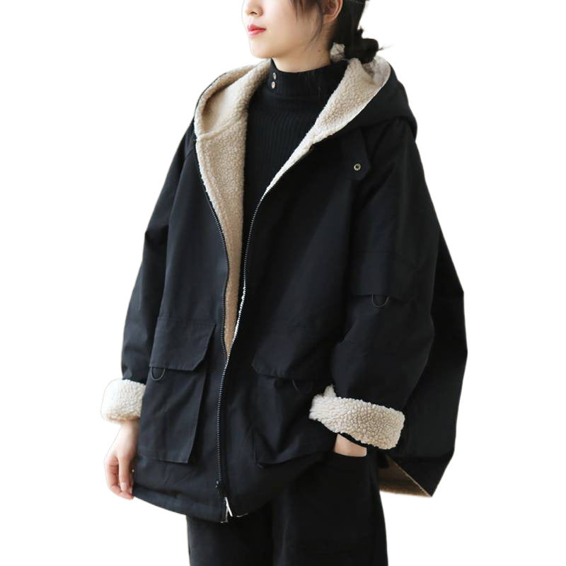 Drune | Einfarbige Wendbare Jacke Mit Kapuze Und Reißverschluss