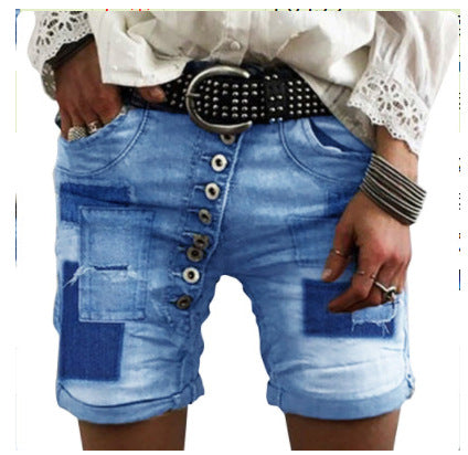 Damen modische Denim-Shorts mit funktionalen Taschen und distressed Akzenten Drune