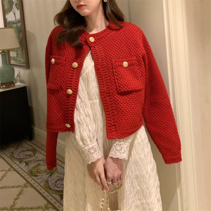 Damen Strickjacke mit dekorativen Knöpfen und strukturiertem Design Drune