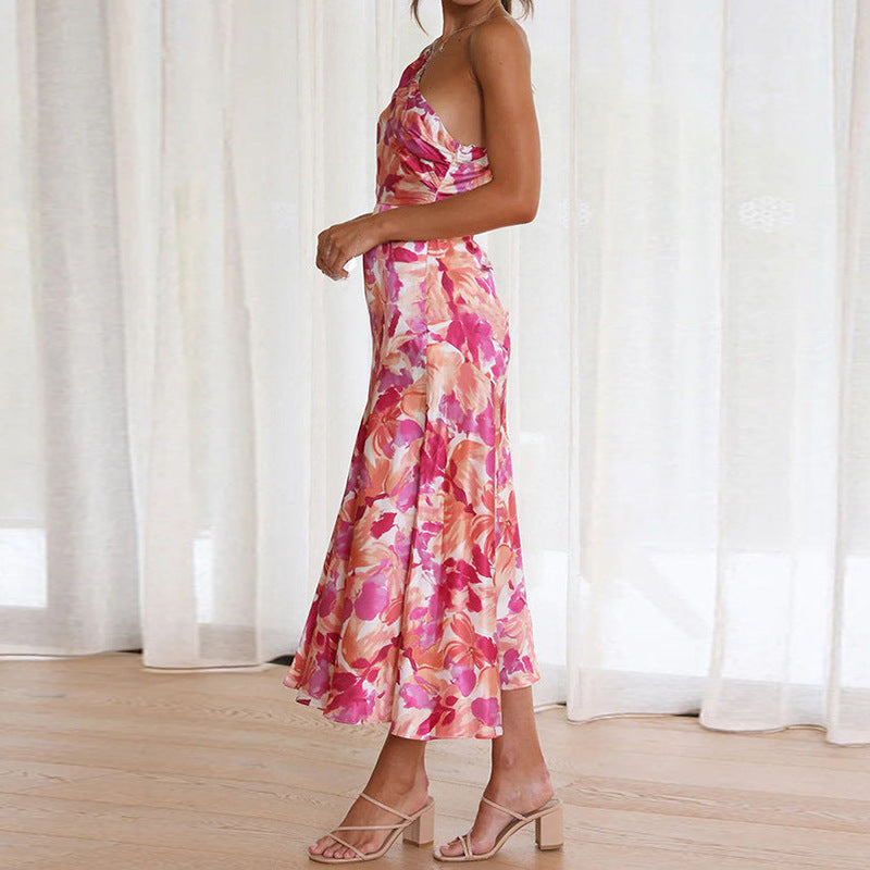 Damen Maxikleid mit asymmetrischem Schnitt und floralem Design Drune