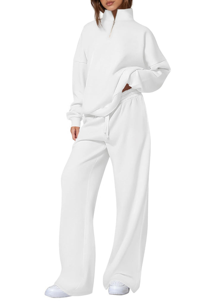 Damen nan oversized Jogginganzug mit Stehkragen halbem Reißverschluss und weitem Bein Drune