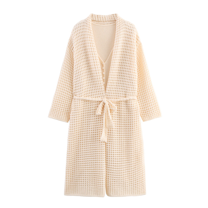 Damen Strickcardigan mit asymmetrischem Design und elegantem Taillengürtel Drune