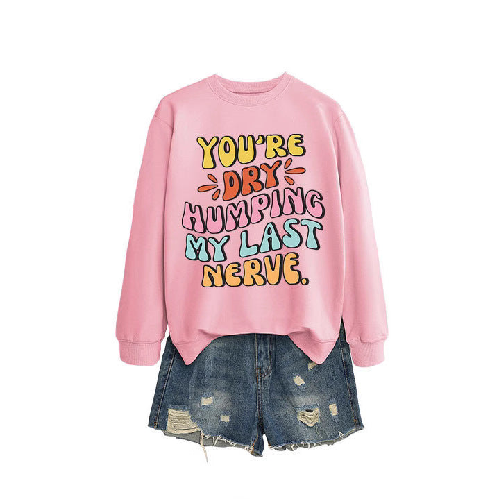 Damen Sweatshirt mit fröhlichem Comic-Slogan und lässigem Schnitt Drune