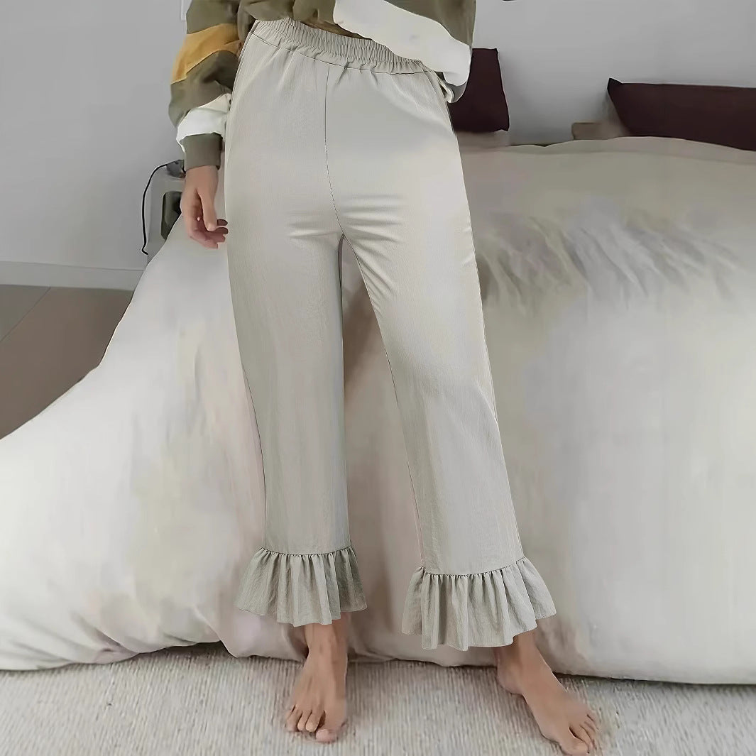 Damen modische Palazzohosen mit Volantabschlüssen Drune