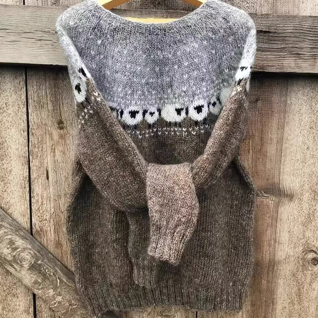 Damen nan Norwegerpullover aus Wollmix mit Rundhalsausschnitt und traditionellem Fair-Isle-Yoke Drune