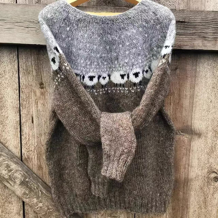 Damen nan Norwegerpullover aus Wollmix mit Rundhalsausschnitt und traditionellem Fair-Isle-Yoke Drune