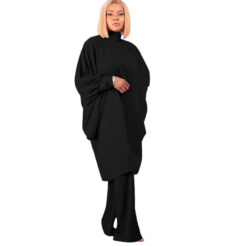 Damen modisches Oversized-Set mit hohem Kragen und weiten Ärmeln Drune