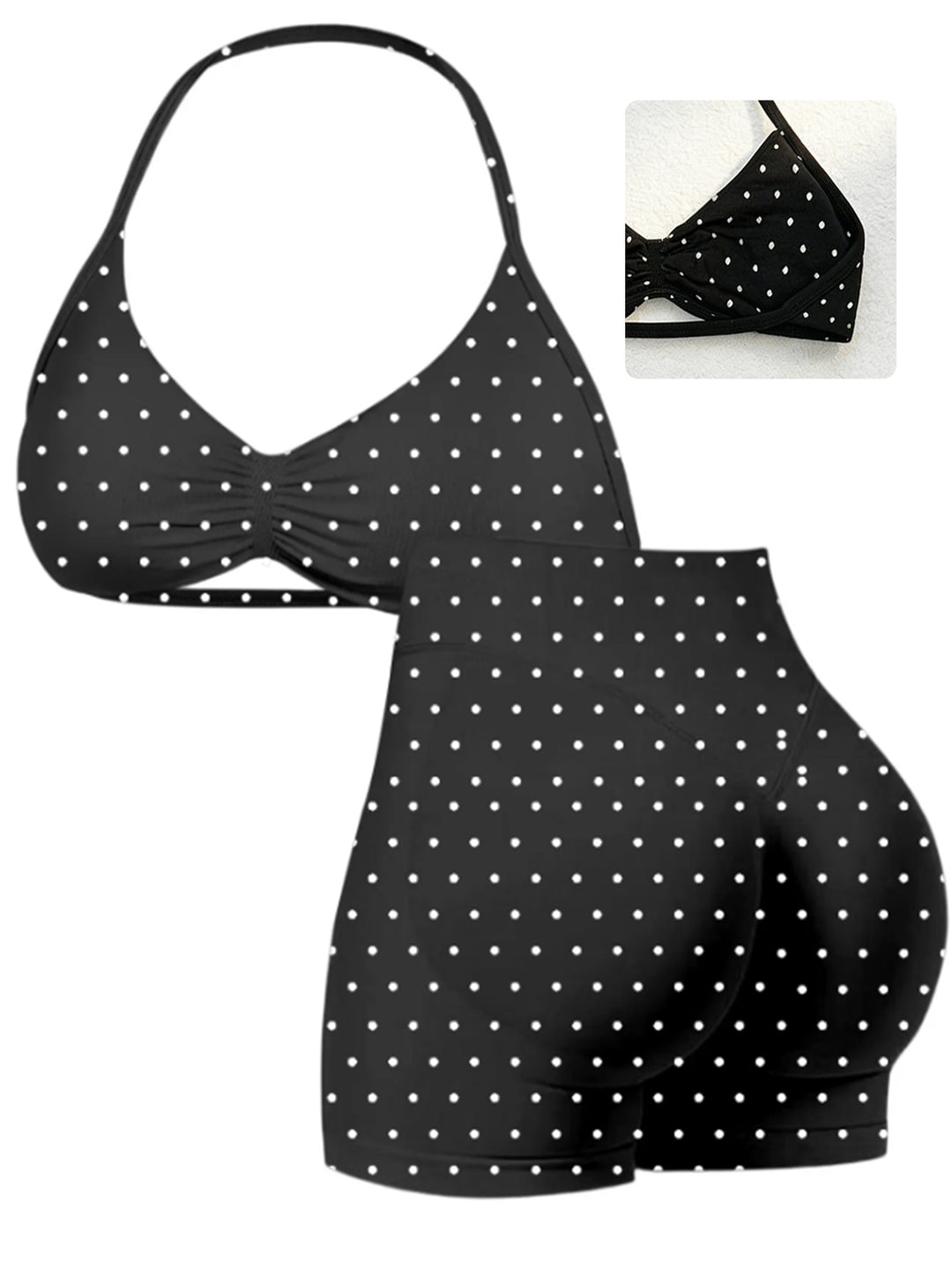Damen Sport-Bikini-Oberteil mit hoch geschnittenen Shorts und nahtlosem Design Drune