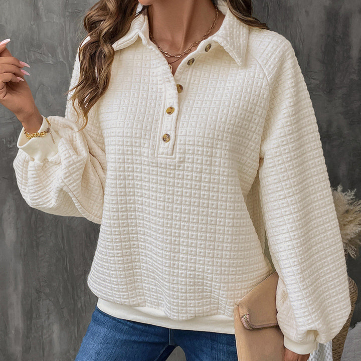 Damen Casual Overshirt mit Knopfdetail und strukturiertem Waffelmuster Drune