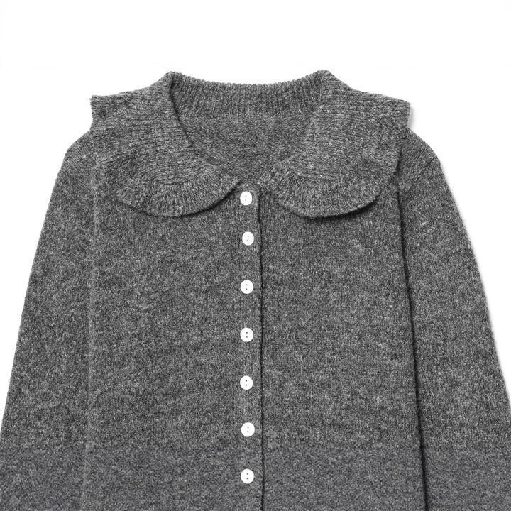Damen Strickjacke mit Peter Pan Kragen und Knopfdetail Drune