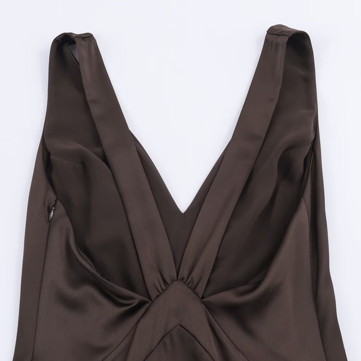 Damen Maxikleid mit elegantem V-Ausschnitt und raffiniertem Schlitz Drune