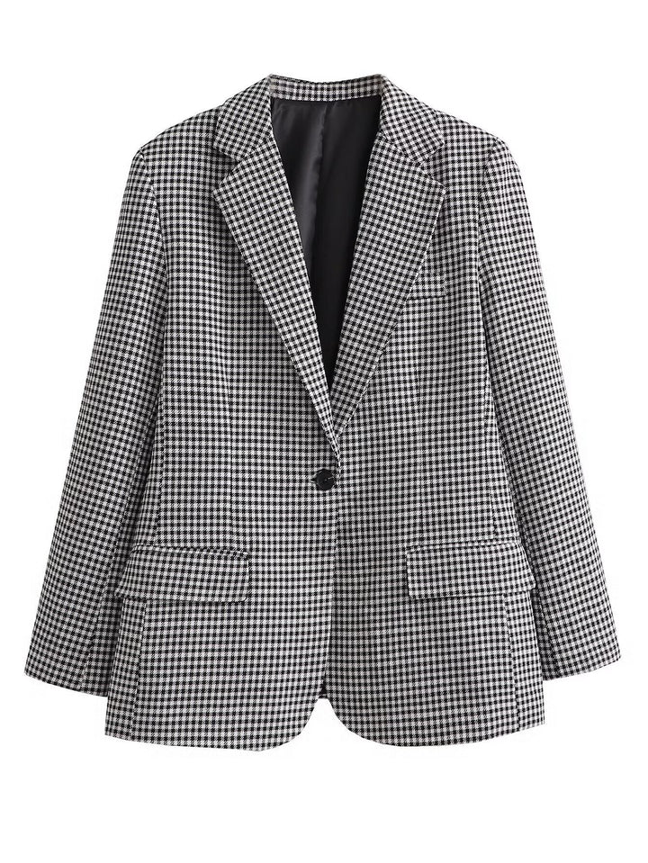 Damen taillierter Blazer mit elegantem Revers und praktischen Taschen Drune