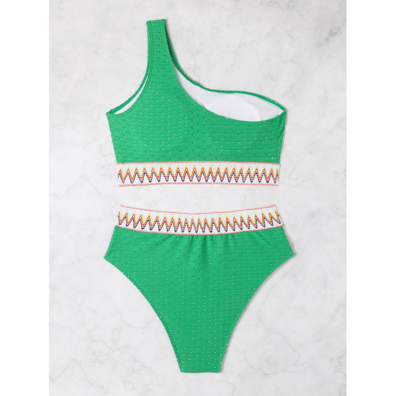 Damen Einseitiger Bikini mit hohem Beinausschnitt und modischem Wickeldetail Drune
