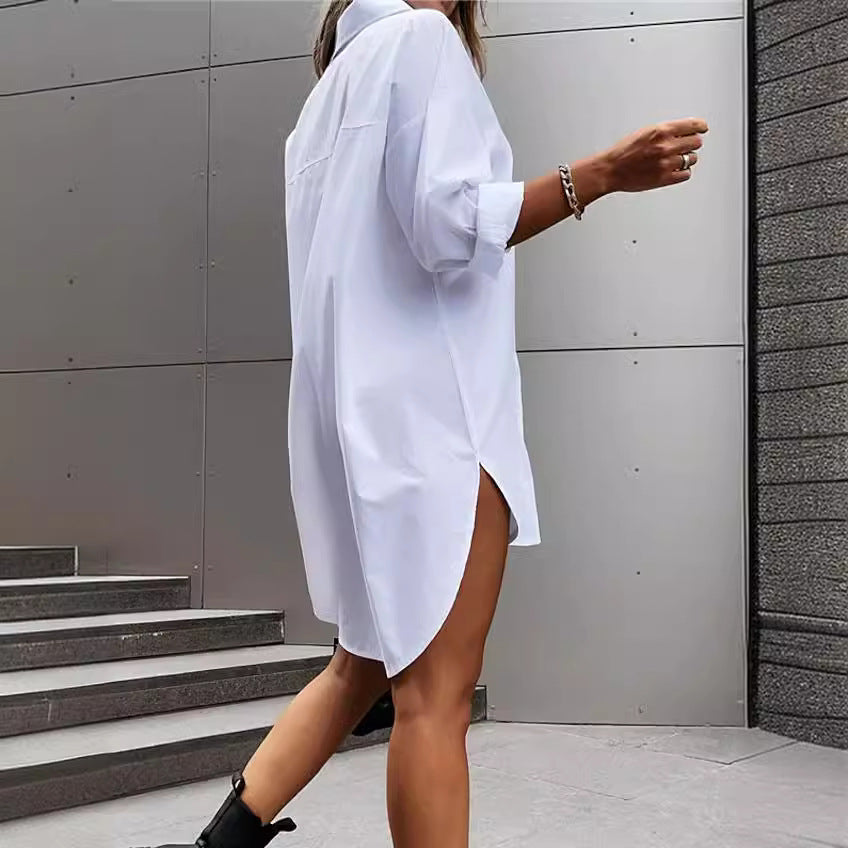 Damen chemisierter Oversized-Hemdblusenkleid Drune