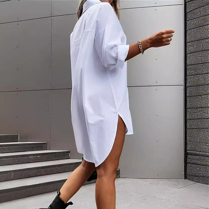 Damen chemisierter Oversized-Hemdblusenkleid Drune