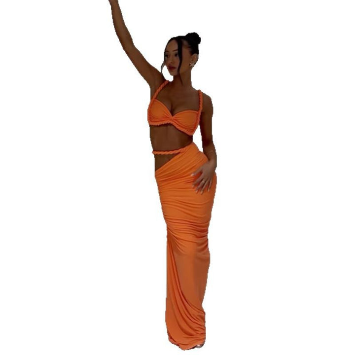 Damen Maxikleid mit raffiniertem Wickeldesign und zarten Spitzenakzenten Drune