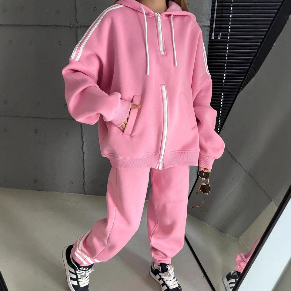 Damen Stylish Hoodie mit doppeltem Reißverschluss und lässigem Schnitt Drune