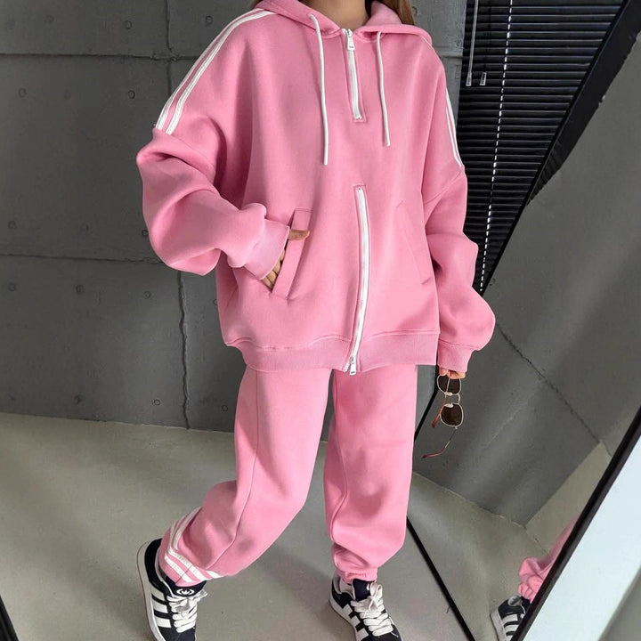 Damen Stylish Hoodie mit doppeltem Reißverschluss und lässigem Schnitt Drune