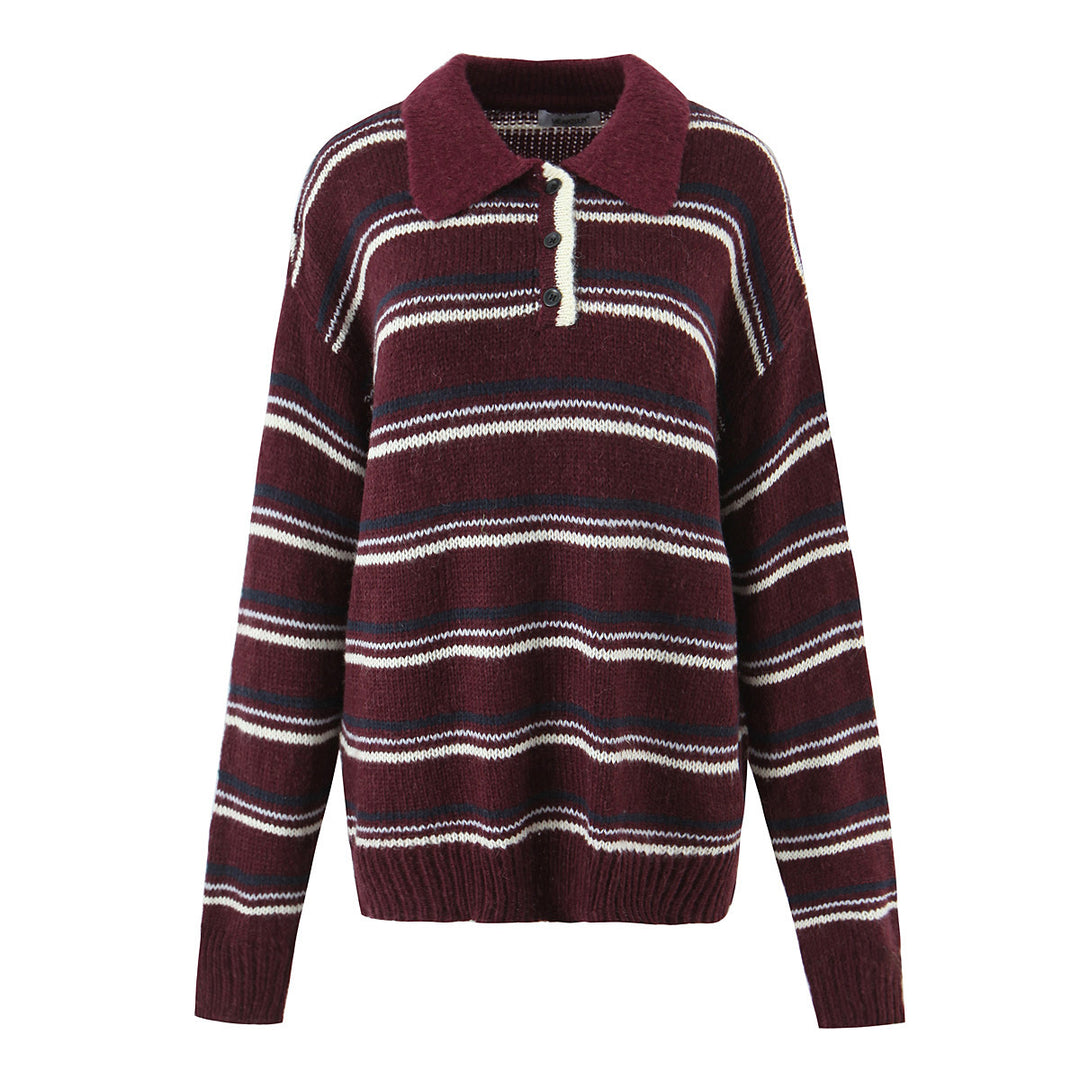 Damen lässiger Strickpullover mit stylischem Kragen Drune